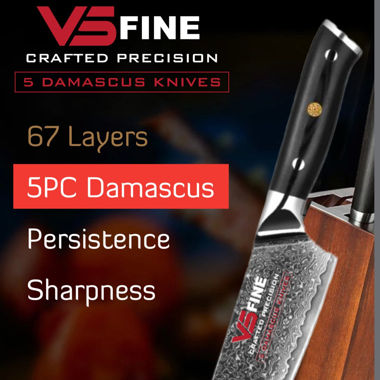 VS FINE Damascus Knife Set